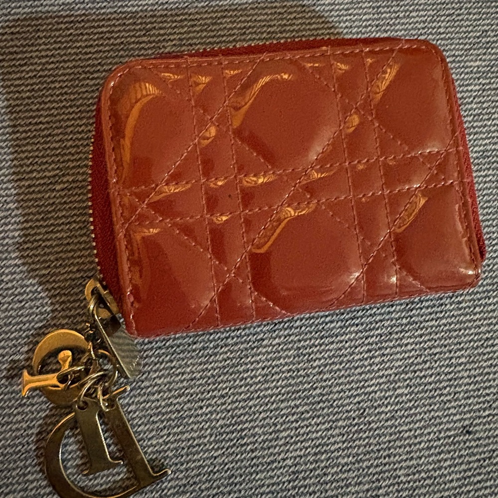 Dior Glossy Red Quilted Card Holder